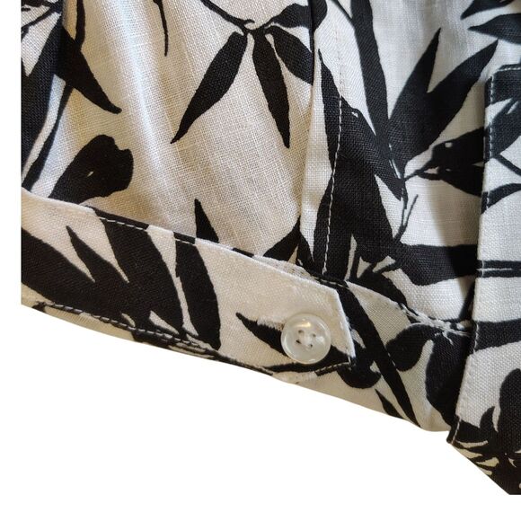 Westbound Petites 100% Linen Black White Floral Button Up Short Sleeve Size 10P - Picture 5 of 9